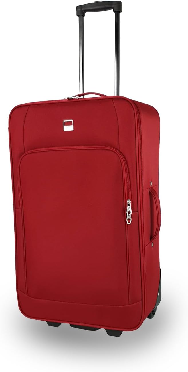 SIGN Stoffkoffer Trolley Reisekoffer Inline Rollen (Handgepäck-Mittel-Gross-Sehr Gross) (Rot, 4er Se