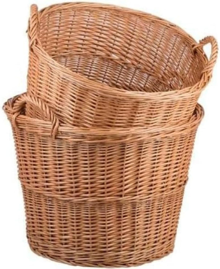 Weidenkorb Ø 45cm aus Hell-Weide, Kaminholzkorb Kartoffelkorb Obstkorb Füllkorb in 3-GRÖssE Kiepe Br