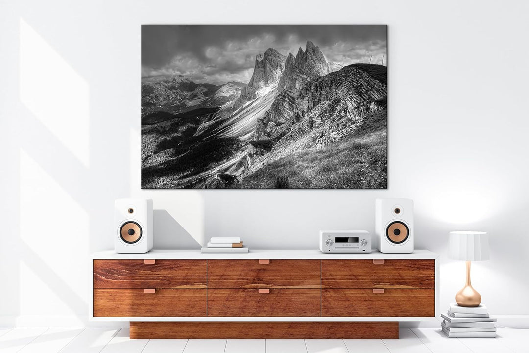 deyoli Dolomiten Format: 80x60 Effekt: Schwarz&Weiss als Leinwandbild, Motiv fertig gerahmt auf Echt
