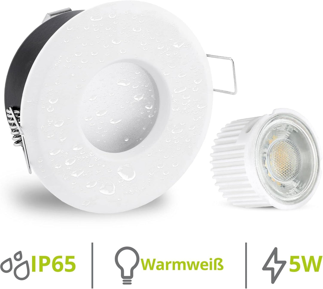 linovum extra flacher Deckenspot in rund weiss inkl. LED Modul 4W warmweiss - Einbaustrahler IP65 Wa