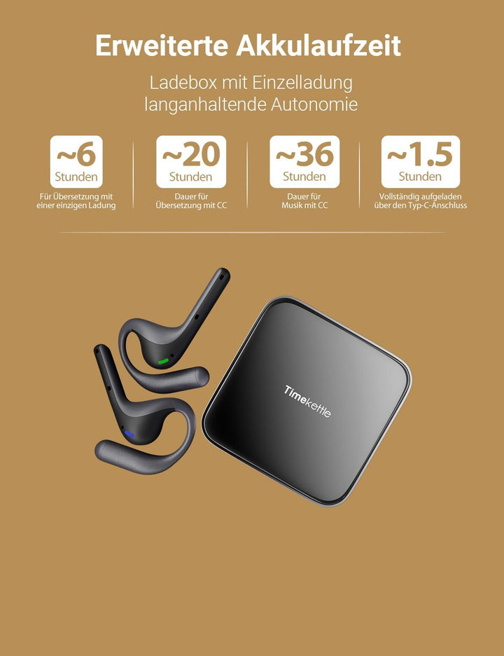 Timekettle W4 Pro Al Übersetzer Kopfhörer, Bidirektionale Simultanübersetzung, Übersetzungsgerät unt
