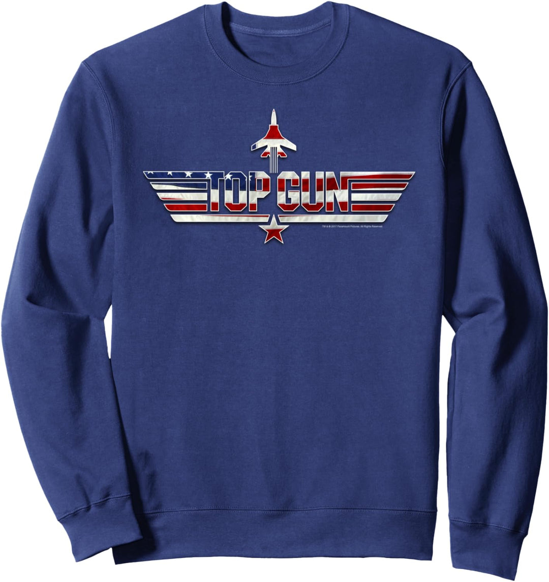 Top Gun Flaggen-Ausschnitt-Logo Sweatshirt
