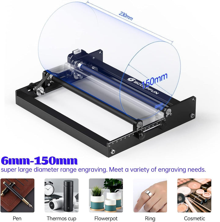 SCULPFUN Laser-Rotationswalze Rotary Roller Laser gravurmaschine Y-Achsen-Rotationswalze, 360°-Drehu