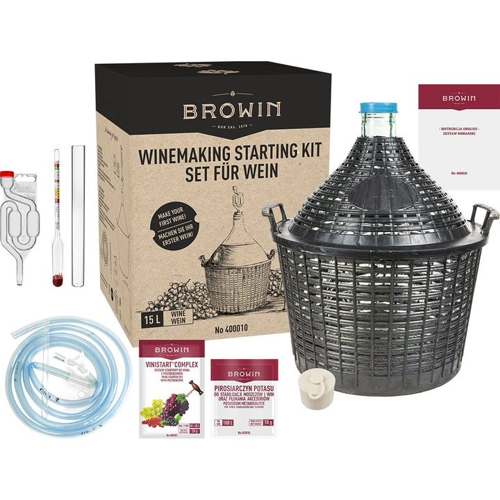 lilawelt24 STARTERSET GLASBALLON 15L WEINSET GÄRBALLON WEINBALLON Wein SELBERMACHEN WEINHERSTELLUNG