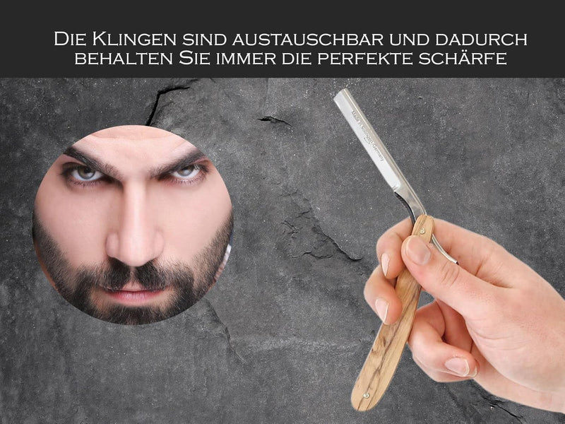 Rasiermesser mit Wechselklingen aus Solingen Bartmesser Made in Germany Rasier-Set für Herren mit Kl