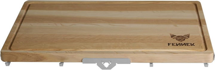 FENNEK Feuerplatte- Universal BBQ Brett- & Besteckhalter inkl. Schneidebrett | Für Feuerplatten Gril