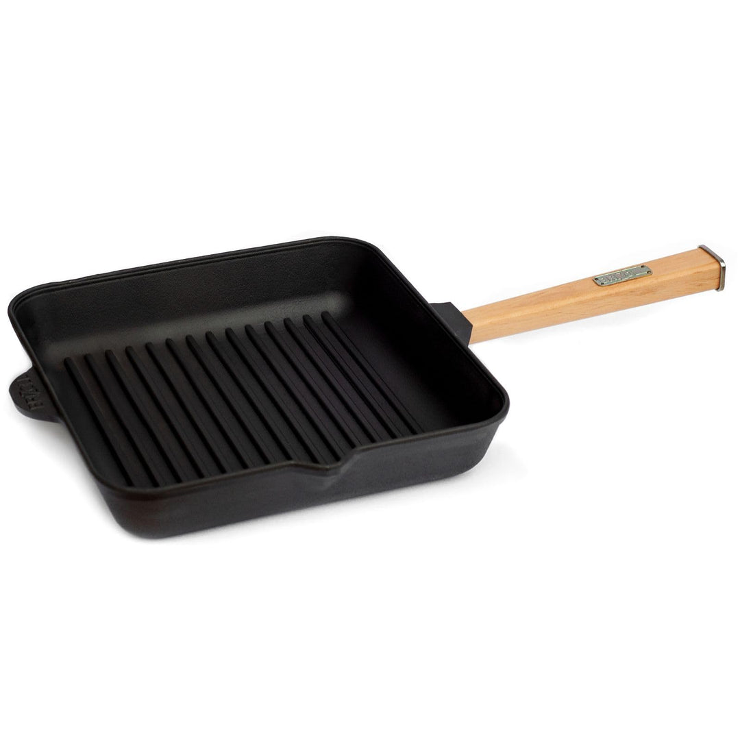 4BIG.fun Gusseisen Grillpfanne BRIZOLL mit abschraubbarem Griff Induktion (28 x 28 cm) Bratpfanne St