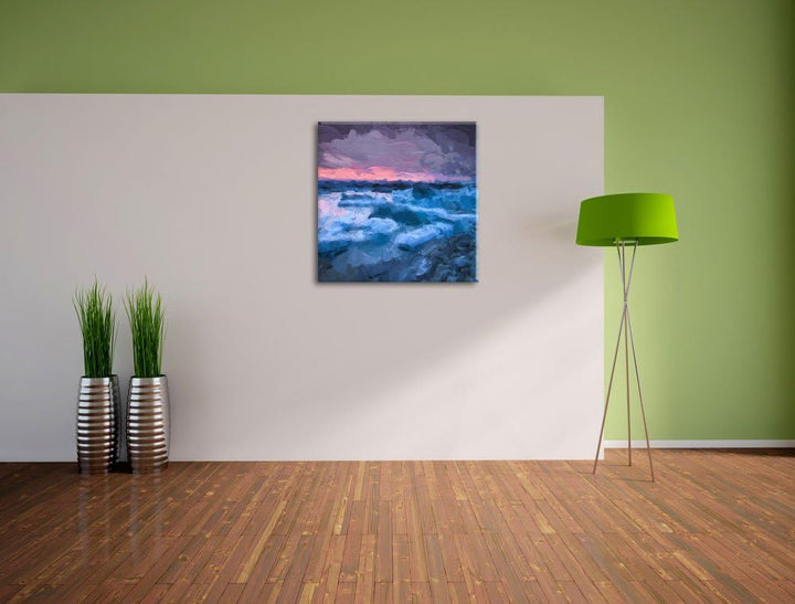 Pixxprint Extreme Eislandschaft Pinsel Effekt, Format: 70x70 auf Leinwand, 70x70