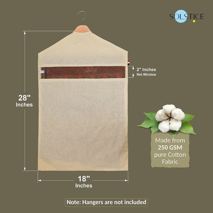 SOLSTICE Hängende Baumwoll-Saree-Abdeckungen, Taschen für Kleidung, Kleiderschrank-Organizer (Kleide