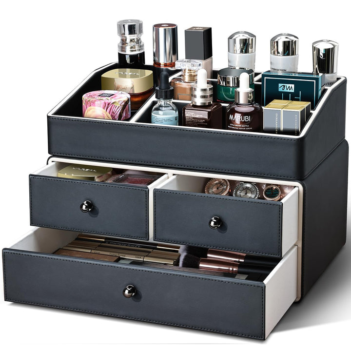 KINGFOM Make-up-Organizer, Kosmetik-Organizer mit 3 Schubladen und 5 Fächern, Make-up-Organizer (sch