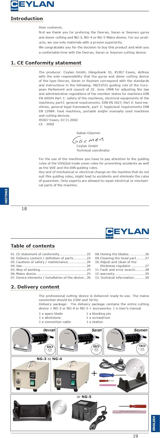 Ceylan Devran NG5 Elektrischer Dönerschneider Ø 80 mm/Eelektromesser Gyrossschneider