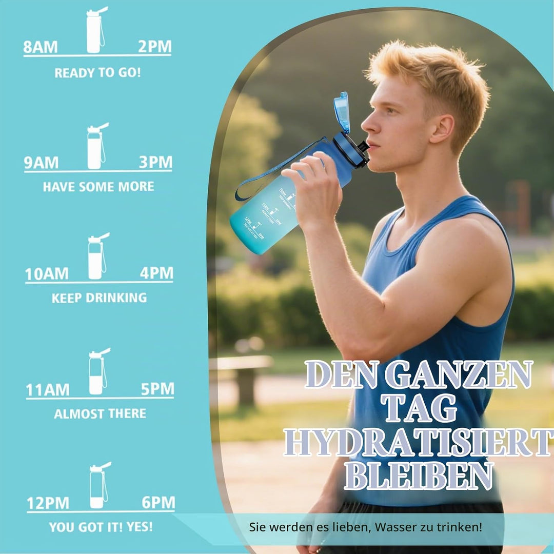 Trinkflasche 1.5l, Wasserflasche Sport, Trinkflasche Erwachsene, Wasserflasche Auslaufsicher, mit Ze