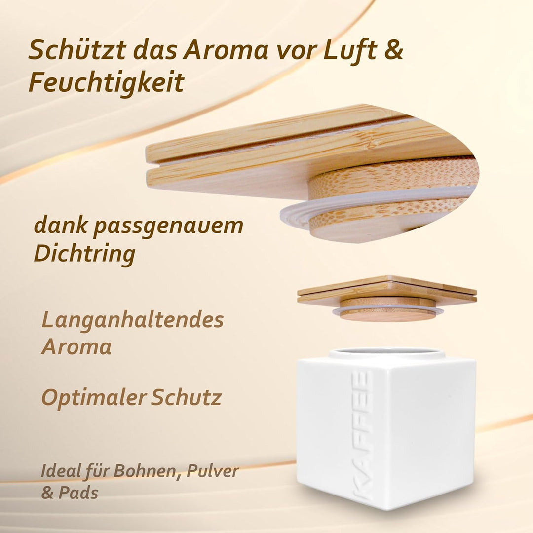HWG-Home® - Design Kaffeedose luftdicht 500g - für frisches Aroma - Weiss - Kaffeebehälter aus Keram
