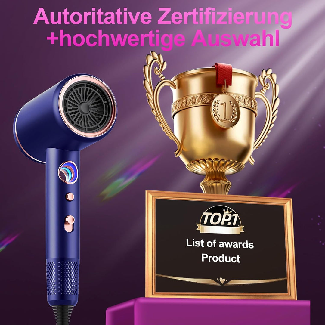 Föhn,Fön,Haartrockner Profi Ionen mit AC Motor 2400W Reisefön Diffusor|Haarfön 4-in-1|Heiss-/Kalttas
