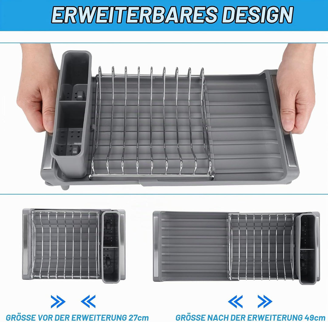 Litimkat Abtropfgestell Geschirr,erweiterbares Abtropfgestell 28-47cm | Kompaktes, mit Besteckabtrop
