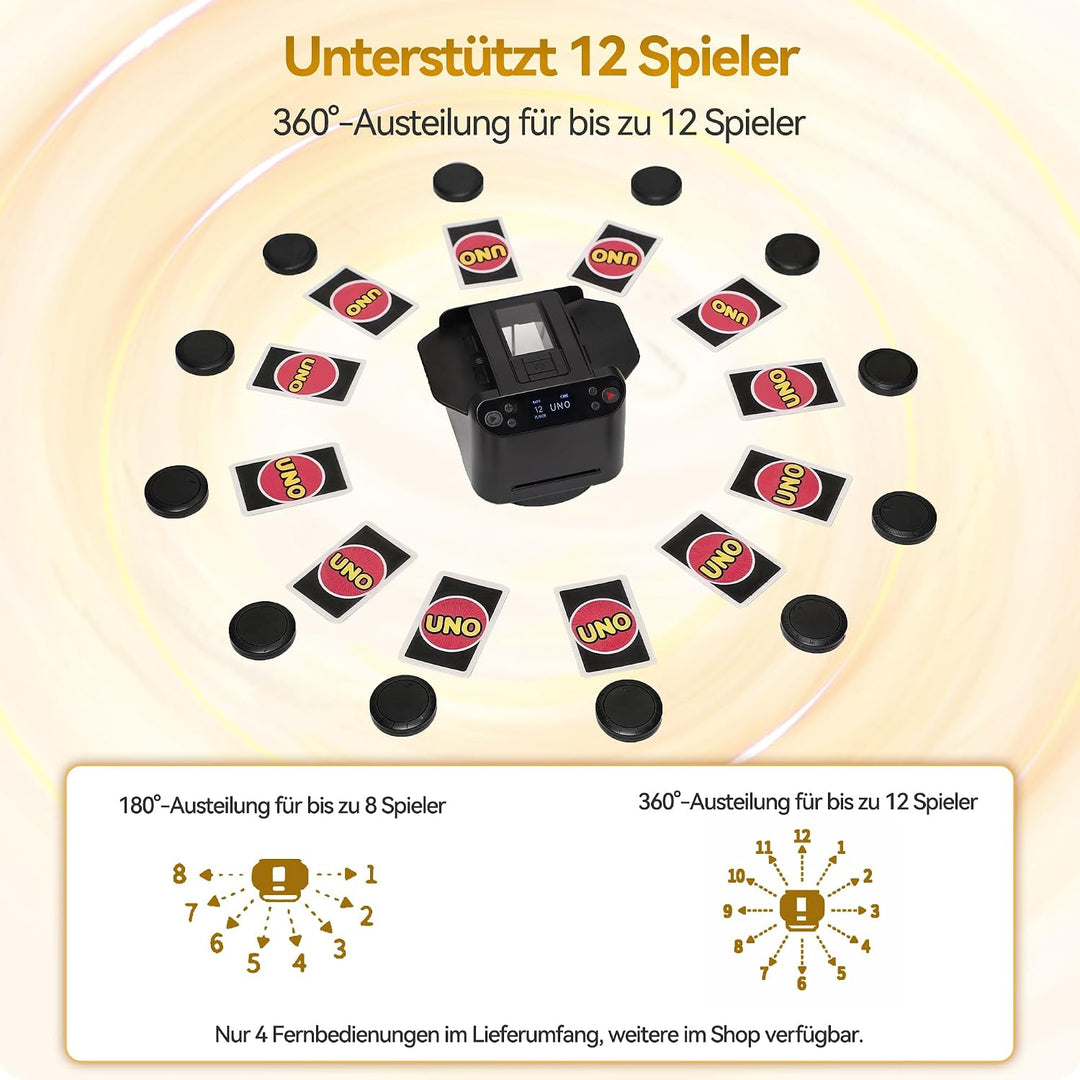2-in-1 Automatischer Kartenmischer &amp; Dealer Maschine mit 4 Fernbedienungen, wiederaufladbar, 360° dr