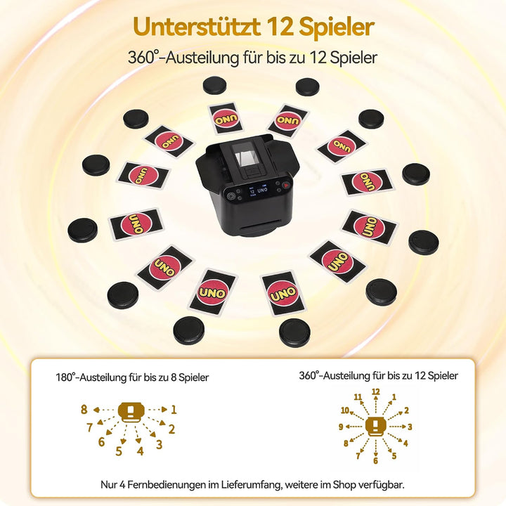 2-in-1 Automatischer Kartenmischer &amp; Dealer Maschine mit 4 Fernbedienungen, wiederaufladbar, 360° dr