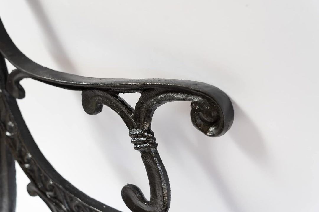 SEZAM Bankfüsse aus Gusseisen Schwarz x 2 Stück, mit Rückenlehne &amp; Armstütze - 56,5 x 38 x 77,5 cm,