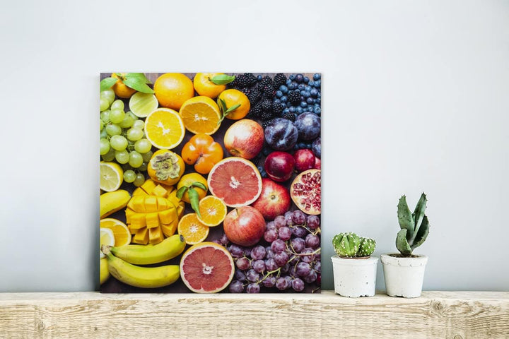 MuchoWow Glasbild Glasfoto Wandbild Bilder Deko 20x20 cm Obst - Regenbogen - Farben, 20x20 cm