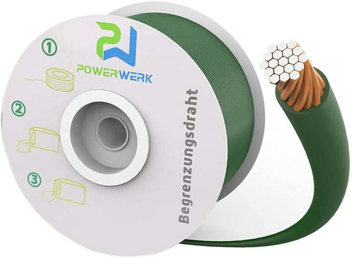 PowerWERK® 50m Begrenzungskabel + 150 Erdspiesse für Mähroboter Rasenmäher Rasenroboter Zubehör SET