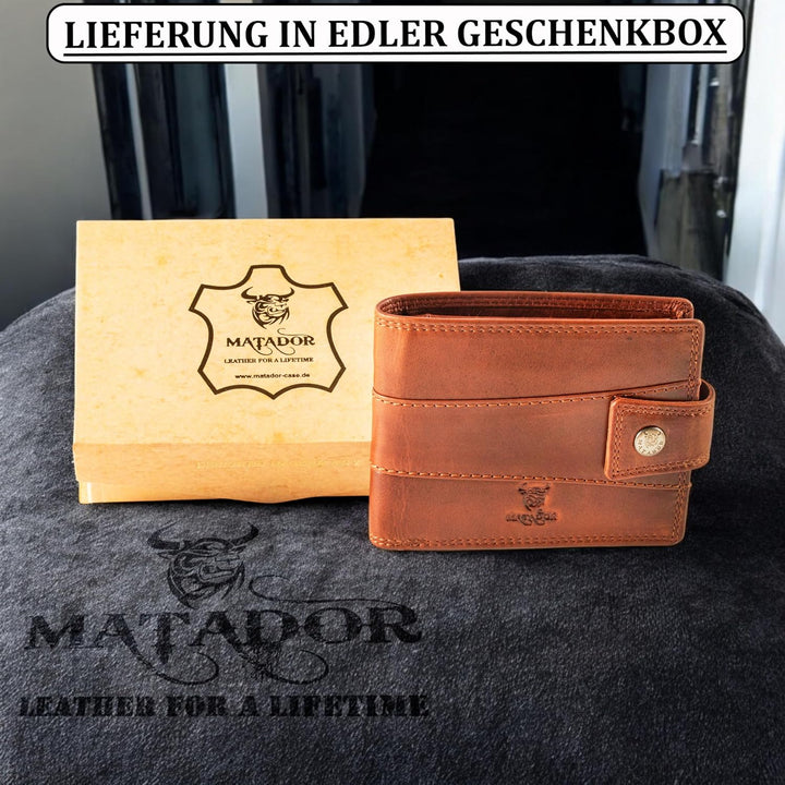 MATADOR Leder Herren Geldbörse RFID Portemonnaie Vintage Braun, Braun