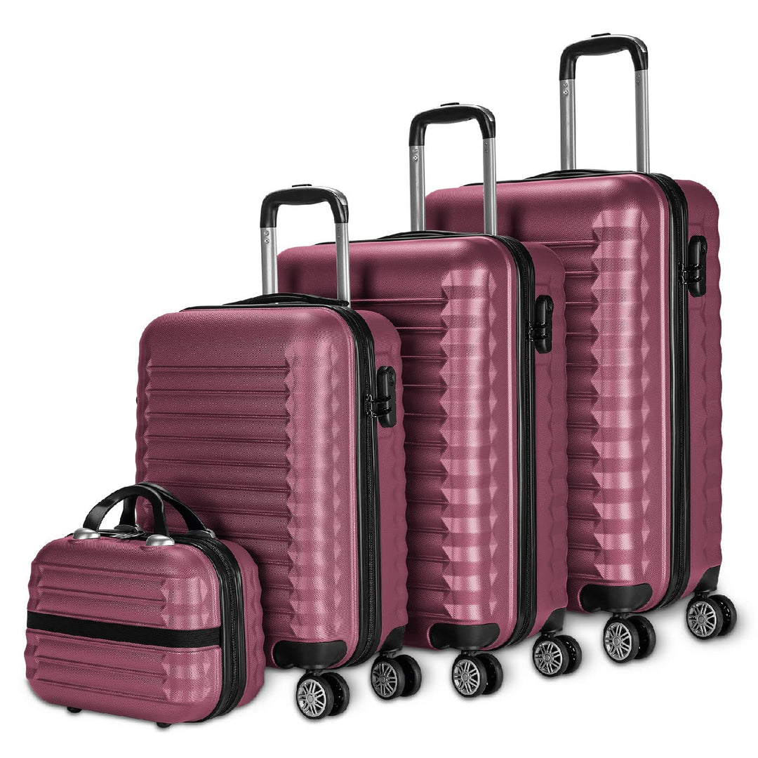 NUMADA - Gepäck-Set und Kulturbeutel 4 Stück Bordeaux, gross 75cm, mittel 63cm, klein 53cm und Kultu