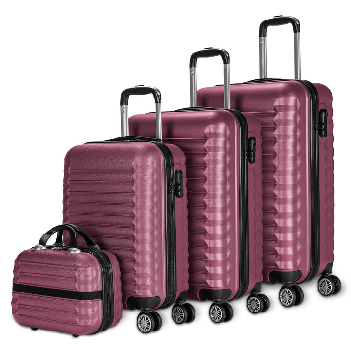 NUMADA - Gepäck-Set und Kulturbeutel 4 Stück Bordeaux, gross 75cm, mittel 63cm, klein 53cm und Kultu
