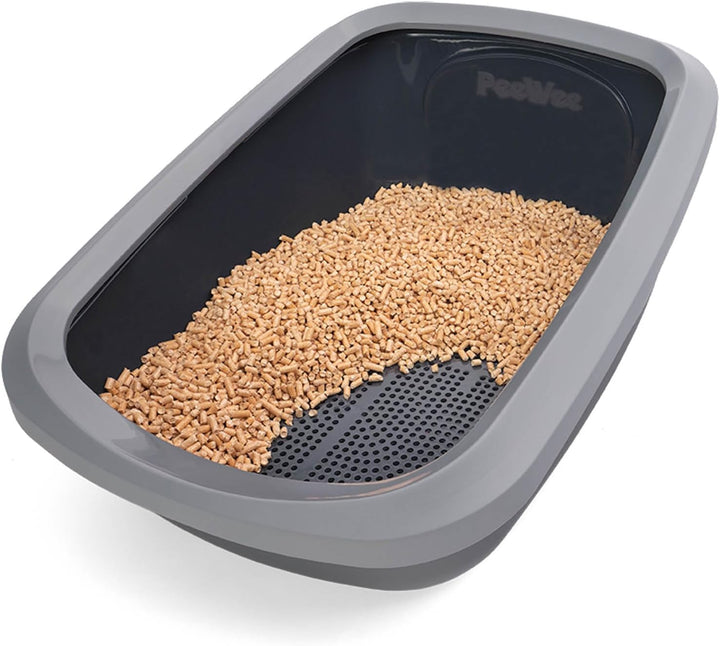 PeeWee Katzentoilette EcoGranda Katzenklo Schale offen Katzen WC inkl. 3kg Streu, Farbe:Grau, Grau