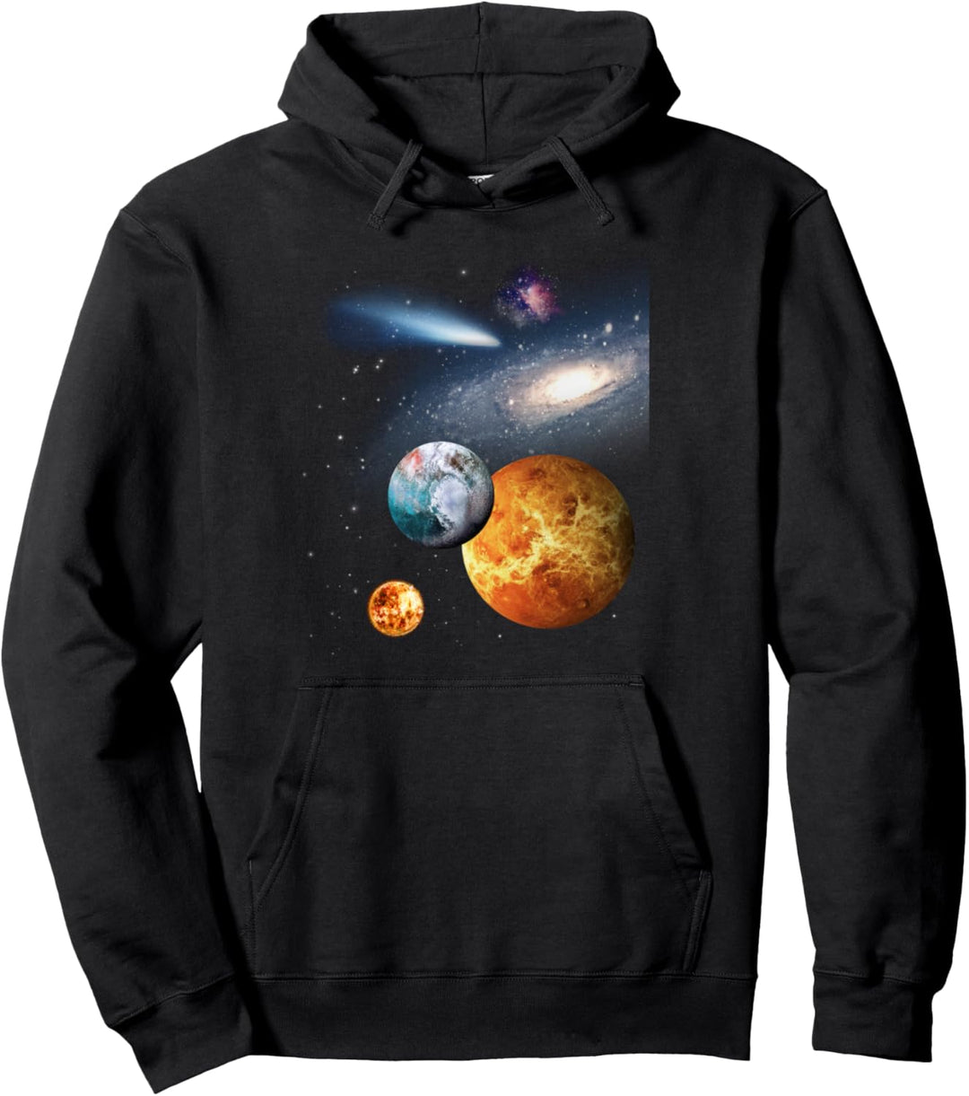 Weltraum Universum Motiv Galaxie Planeten Sonne Sonnensystem Pullover Hoodie