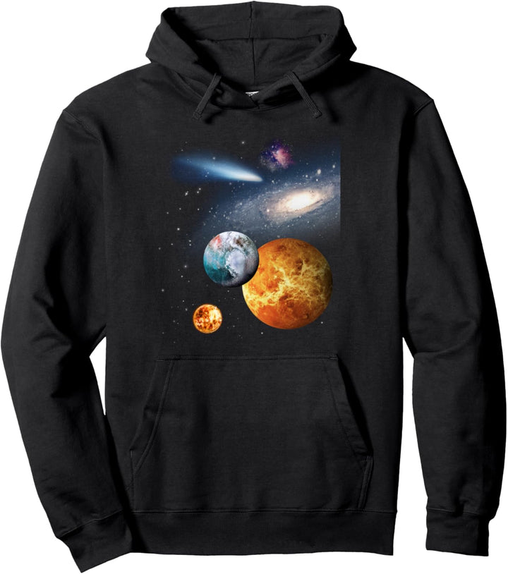 Weltraum Universum Motiv Galaxie Planeten Sonne Sonnensystem Pullover Hoodie