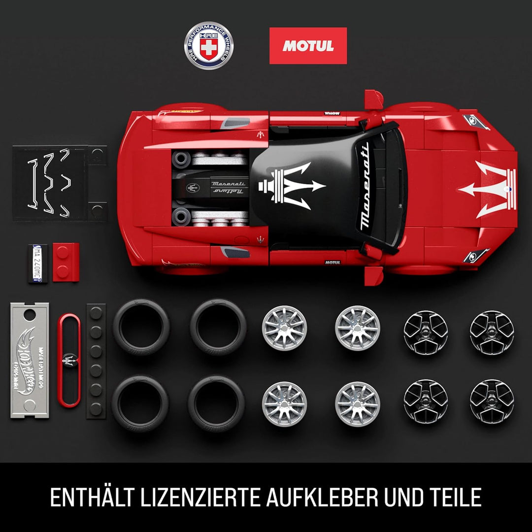 Mattel Brick Shop Hot Wheels Speed Serie Bauset, Maserati MC20 mit 250 Teilen, realistischen Detail