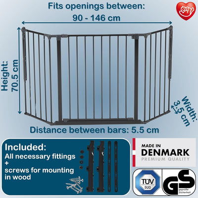 Baby Dan Konfigurationsgitter Flex M, 90 - 146 cm - Hergestellt in Dänemark + TÜV/GS geprüft, Farbe: