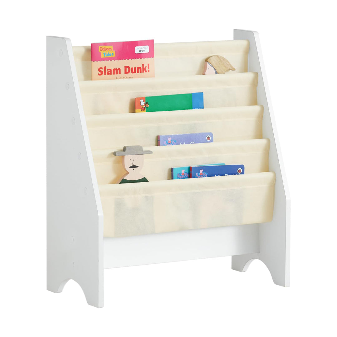 SoBuy FRG225-W Kinder-Bücherregal Hängefächerregal Zeitungsständer mit 4 Ablagefächern Büchergestell