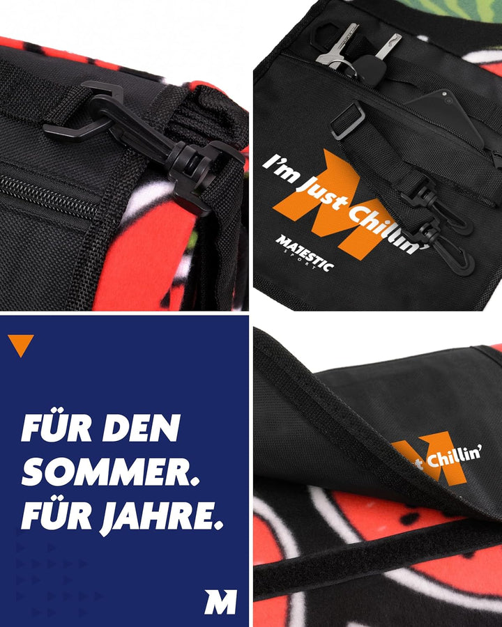 Picknickdecke 200x200 cm Wasserdicht & Sandfrei — Isolierte XXL Stranddecke für 4-6 Personen mit Tra