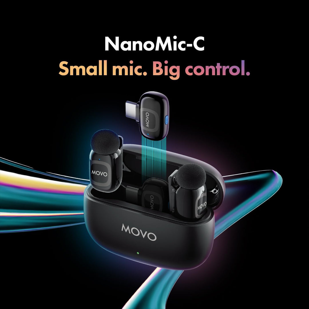 Movo NanoMic Dual USB-C Wireless Mikrofon für iPhone 15/16+, Android, iPad Pro & Laptops - ideal für