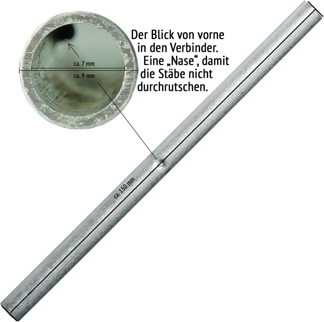 20 Schwarze Rankstäbe Rundstäbe aus Glasfaser (Fiberglas) Glasfaserstäbe 1 m x 7 mm + 20 Steckhülsen