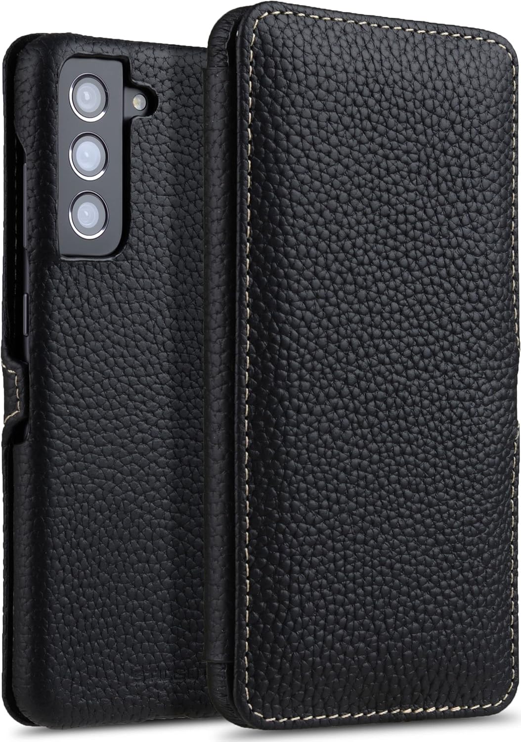 STILGUT Book Case kompatibel mit Samsung Galaxy S21 FE 5G Hülle aus Leder mit Clip-Verschluss, Leder