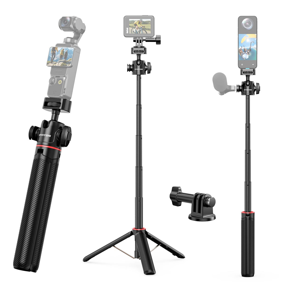VYVYIYON Selfie Stick Stativ, Mini Stativ für GoPro/DJI/Insta 360 | Ausziehbares Mini Action-Kamera-