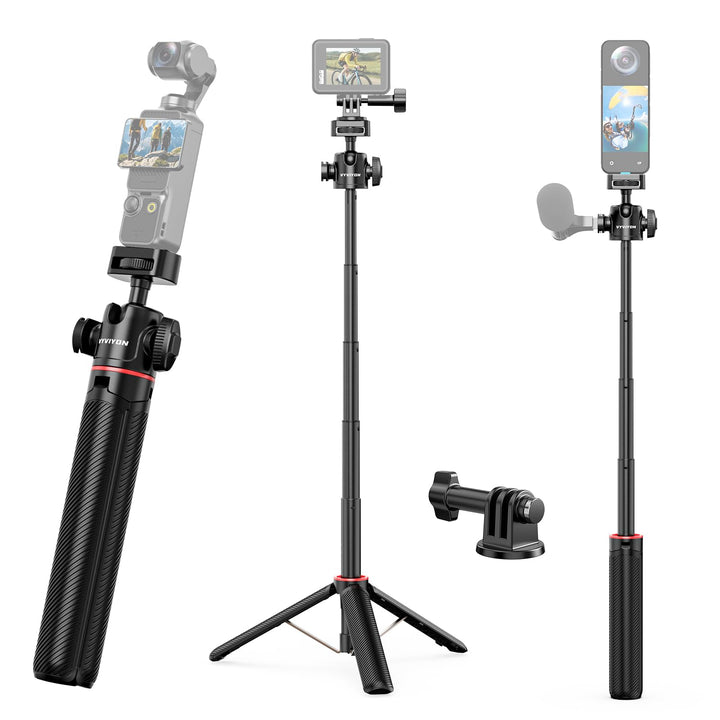 VYVYIYON Selfie Stick Stativ, Mini Stativ für GoPro/DJI/Insta 360 | Ausziehbares Mini Action-Kamera-