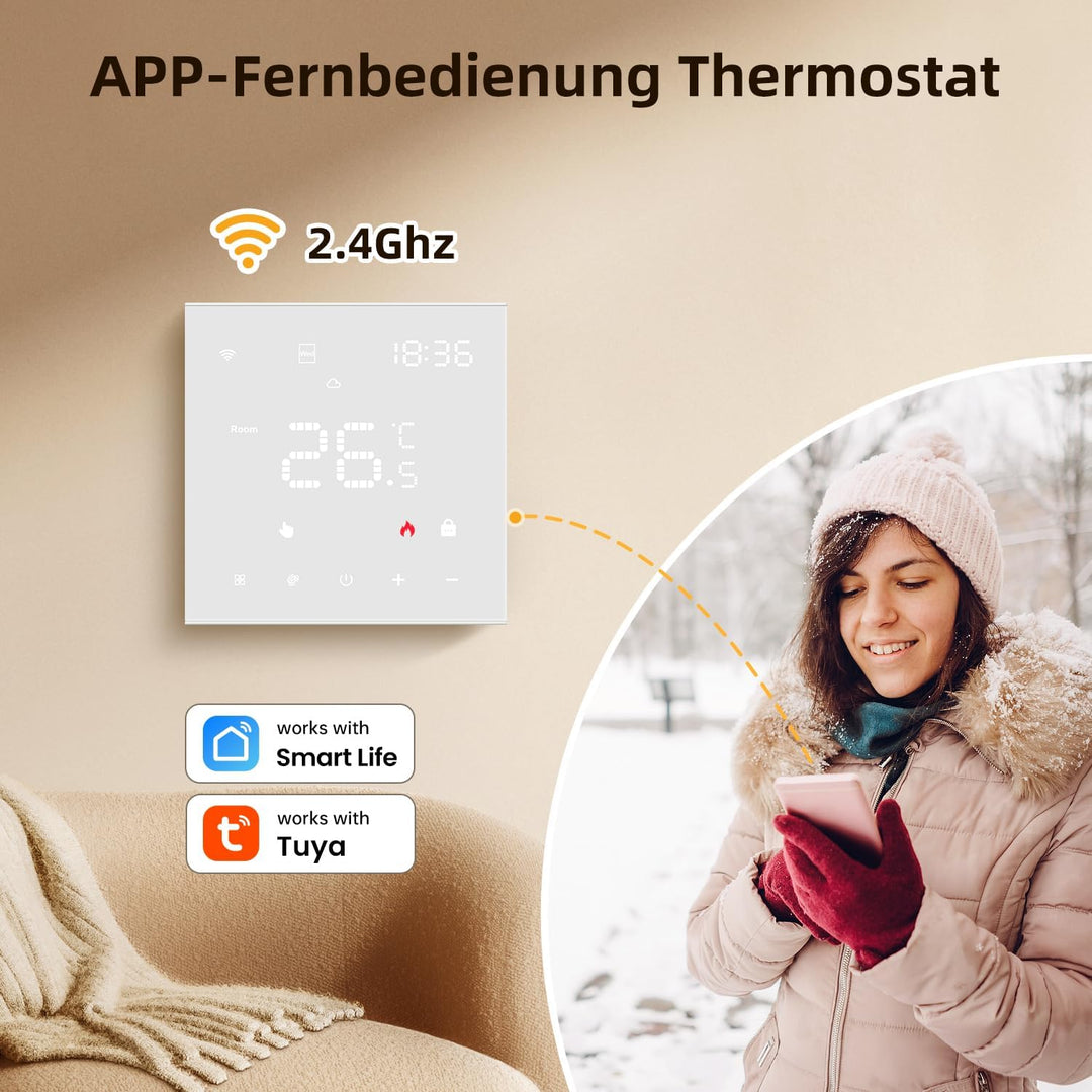 Thermostat Für Elektrische Fussbodenheizung, Smart WiFi Programmierbar Raumthermostat Unterstützen A