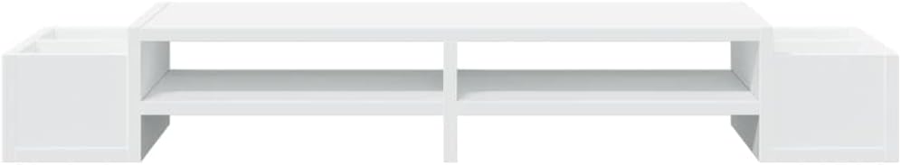 vidaXL Monitorständer mit Stauraum Weiss 100x27x15 cm Holzwerkstoff 100 x 27 x 15 cm Weiss, 100 x 27