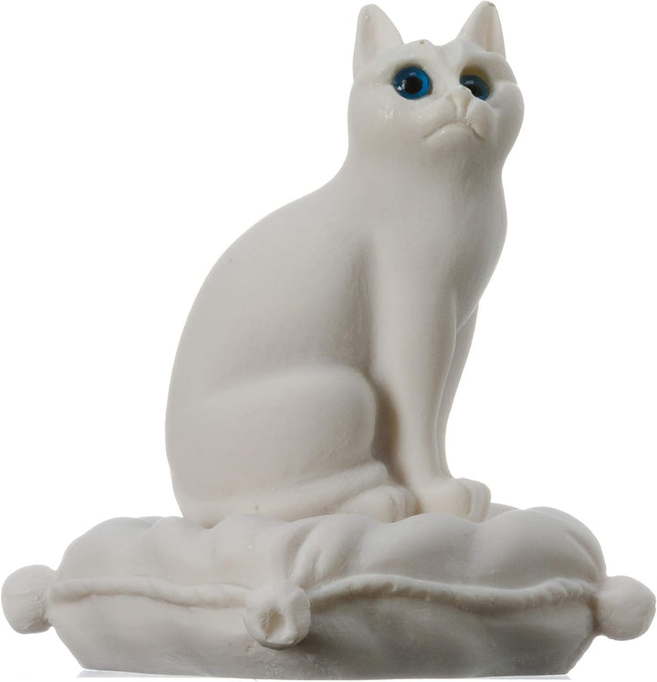 BeautifulGreekStatuen, Katze sitzend auf Kissen, Alabaster-Skulptur, handgefertigt, 15,2 cm