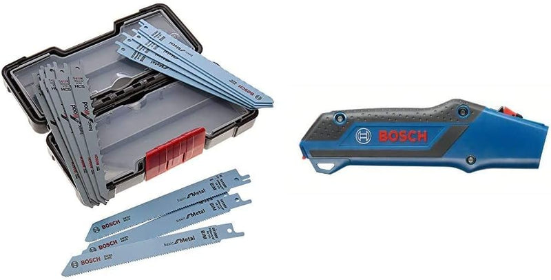 Bosch Professional 2607010901 Professional Säbelsägeblatt Set 1 V, schwarz 15 Stück & Sägehandgriff