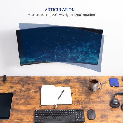 VIVO Höhenverstellbare 17 bis 32 Zoll Einzelmonitor Gelenk-Wandhalterung für stehende Workstations,