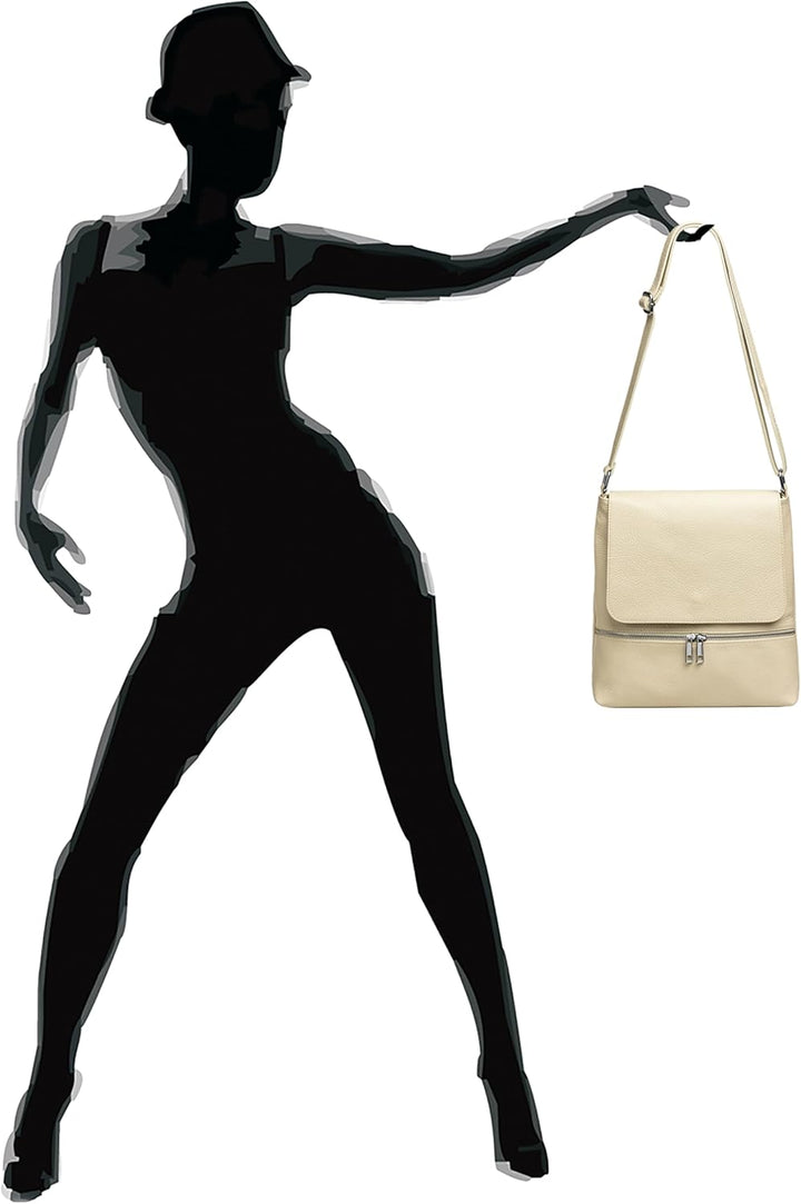 Caspar TL811 sportlich elegante Damen Umhängetasche aus Leder Einheitsgrösse Beige, Einheitsgrösse B