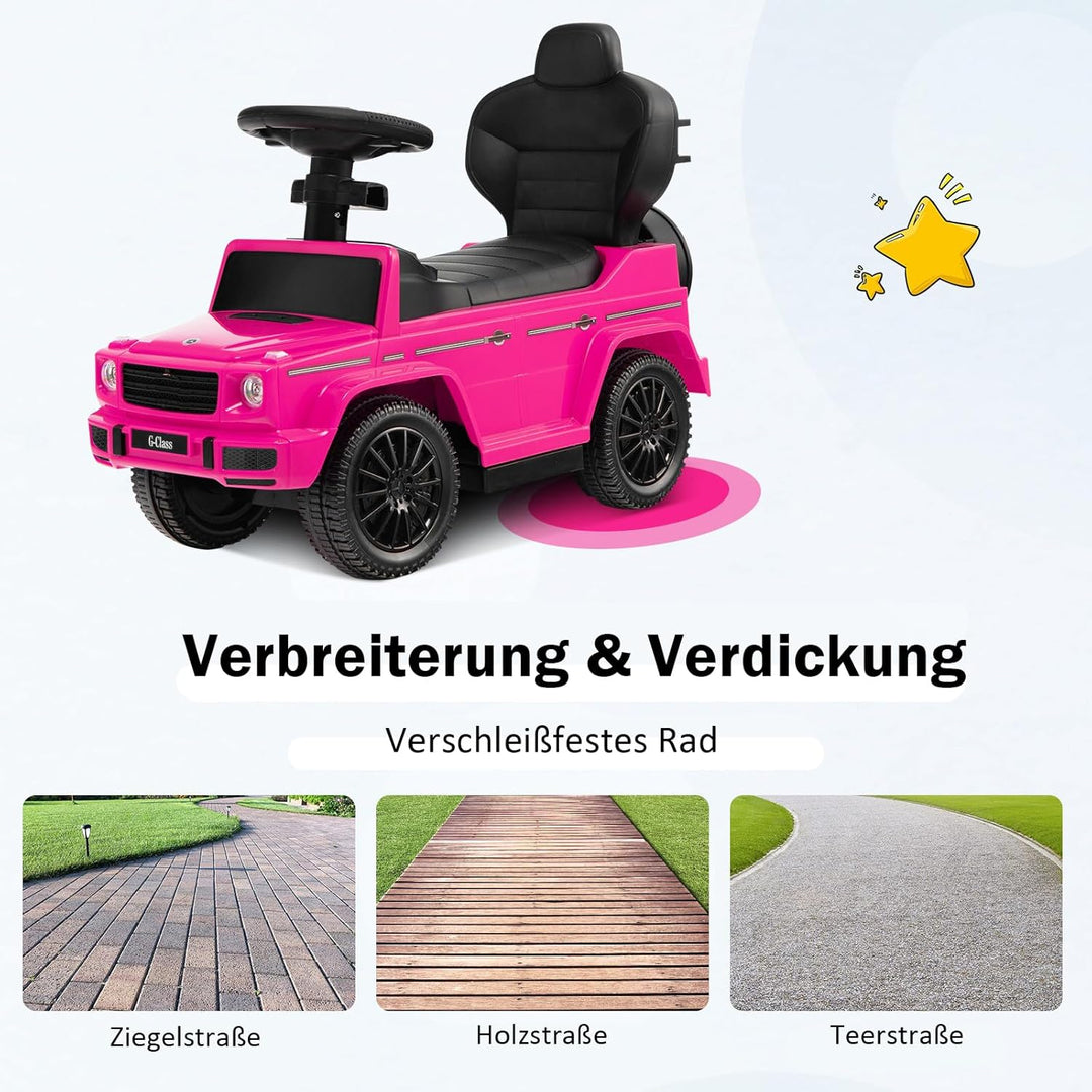 COSTWAY Mercedes Benz Rutschauto, 3 in 1 Rutscher Auto mit Sonnendach & Stauraum & abnehmbaren Schut