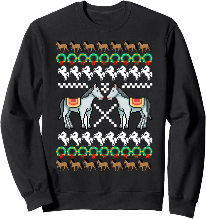 Ugly Christmas Weihnachtsfeier Pferde Motiv Sweatshirt