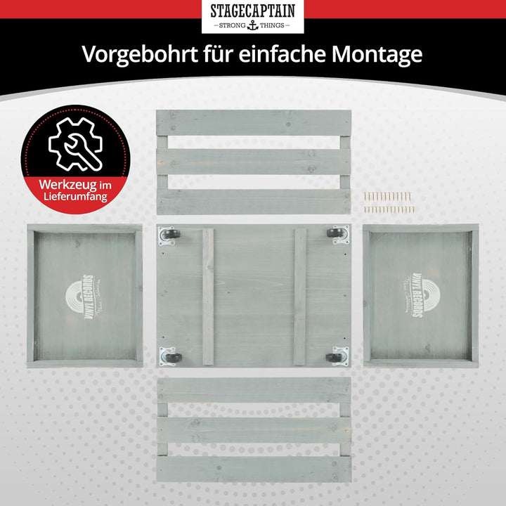 Stagecaptain SPK-100 GY Schallplattenkiste “Emil” 2x Set - Aufbewahrungsboxen für bis zu 100 LPs - a