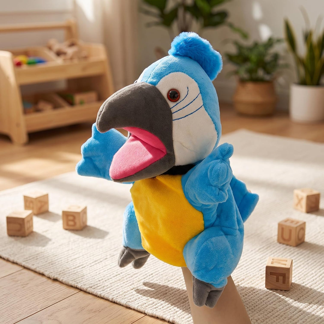 lilizzhoumax Papagei Kuscheltier, Simuliertes Tier Papagei Handpuppe aus Plüsch, Kawaii Niedliches R
