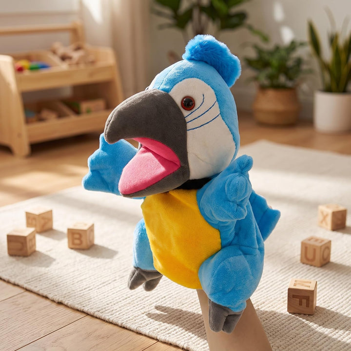 lilizzhoumax Papagei Kuscheltier, Simuliertes Tier Papagei Handpuppe aus Plüsch, Kawaii Niedliches R